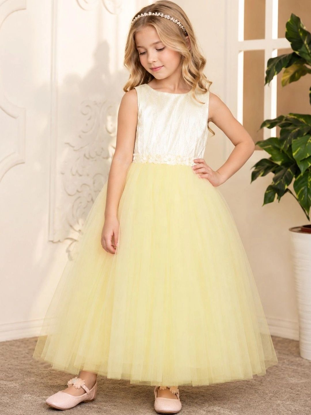 Miss & Chief Ruffled Net A-Line Maxi Dress-image-43