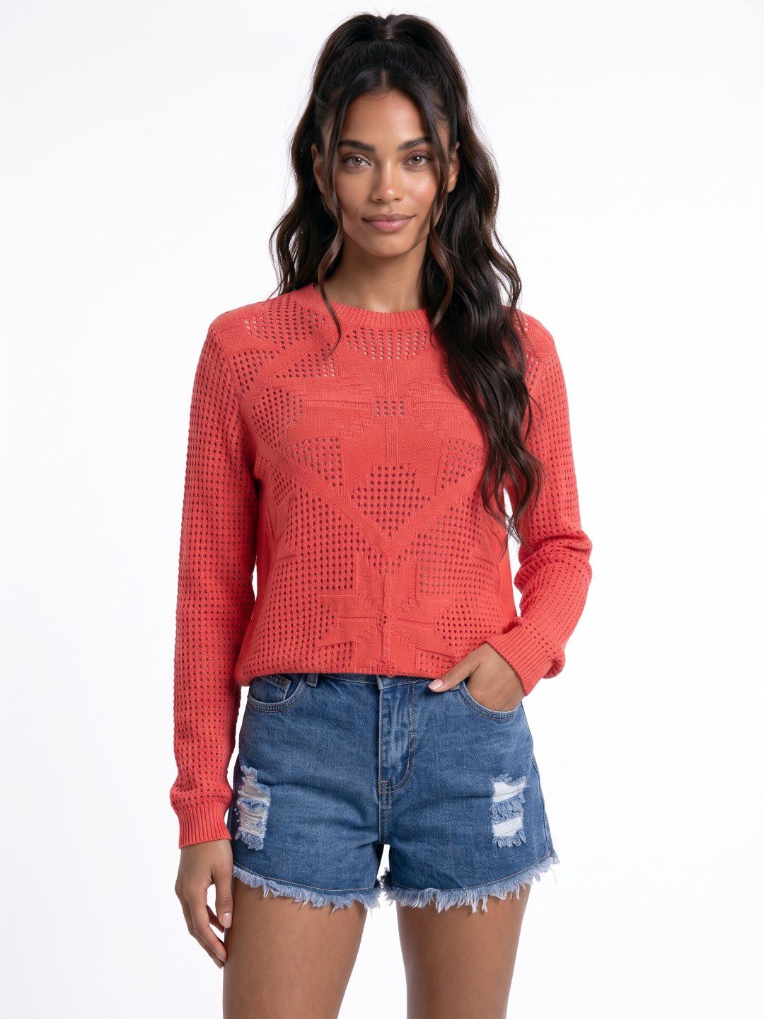 glitchez Geometric Self Designed Crochet Top-image-4