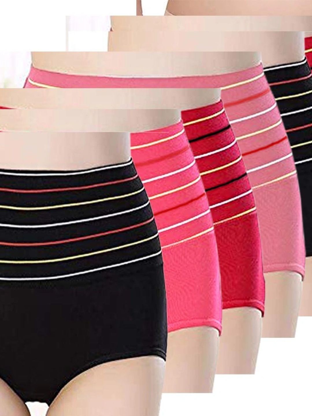 Bebron Women Striped Assorted Cotton Basic Briefs-picture-35
