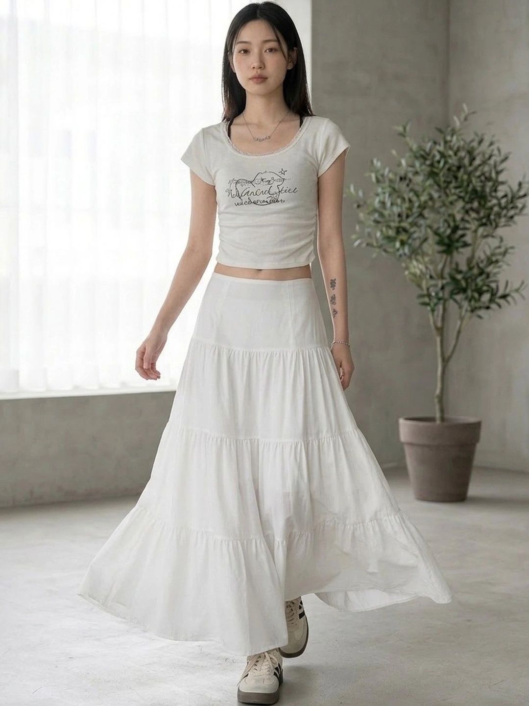 Suo Women Tiered Maxi Tiered Skirt-picture-10