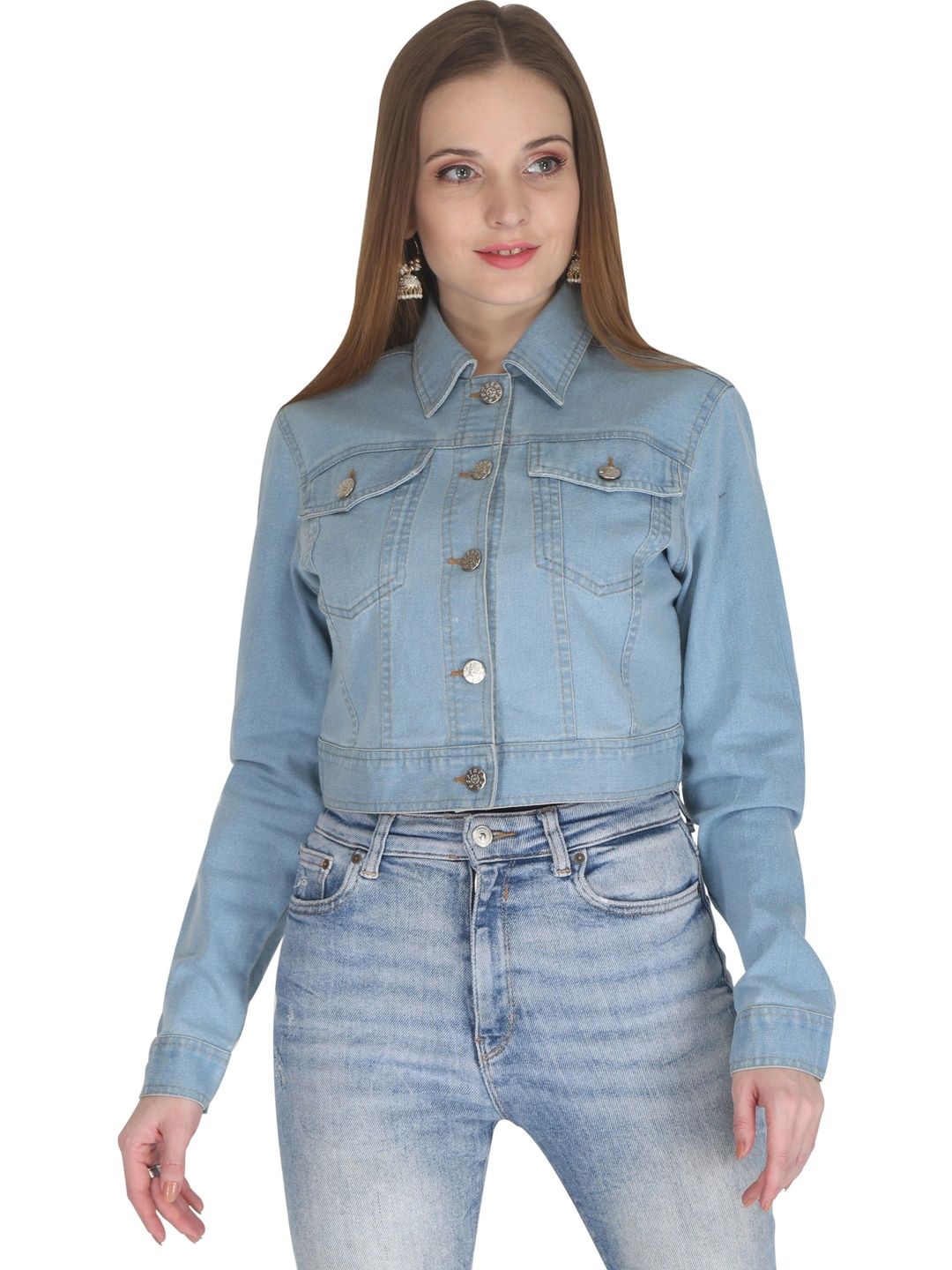 Peptrends Women Crop Denim Jacket-picture-35