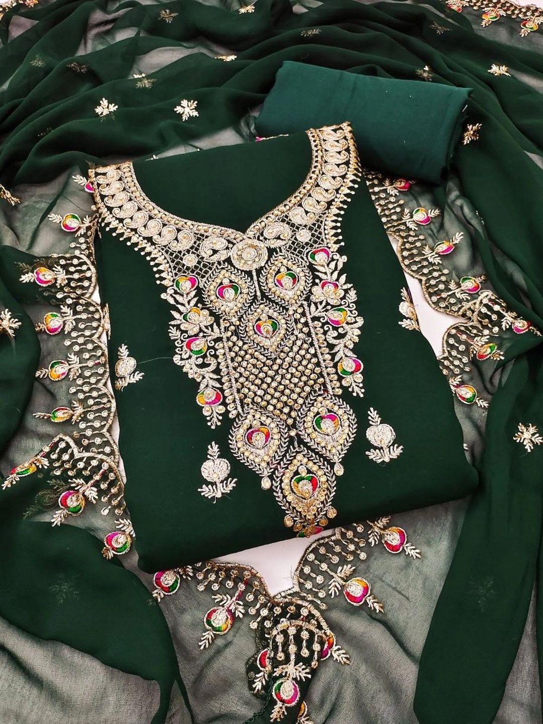 House of Pataudi Embroidered Unstitched Dress Material-picture-45