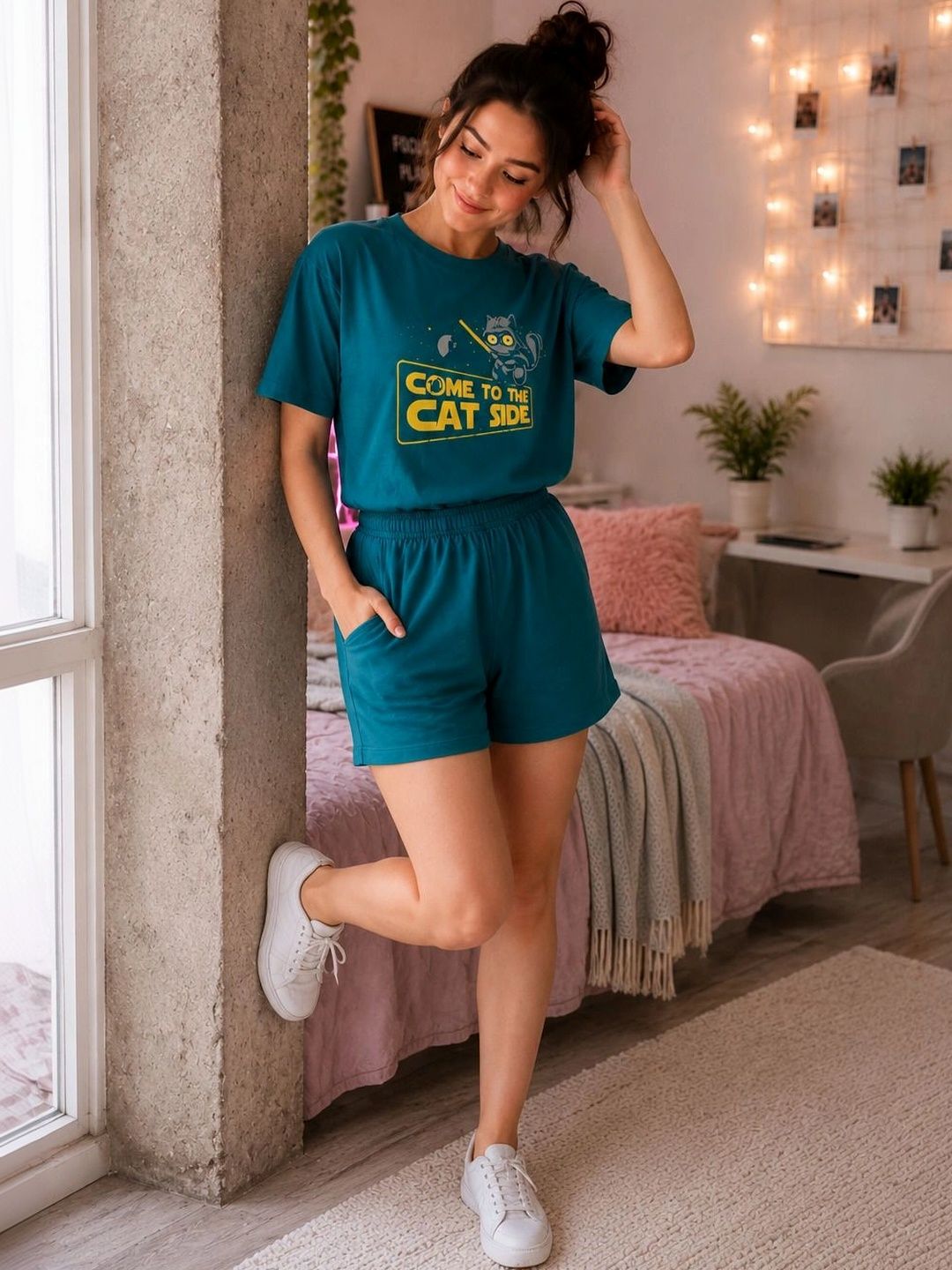 ELVIA Cotton Printed T-shirt with Shorts-picture-21