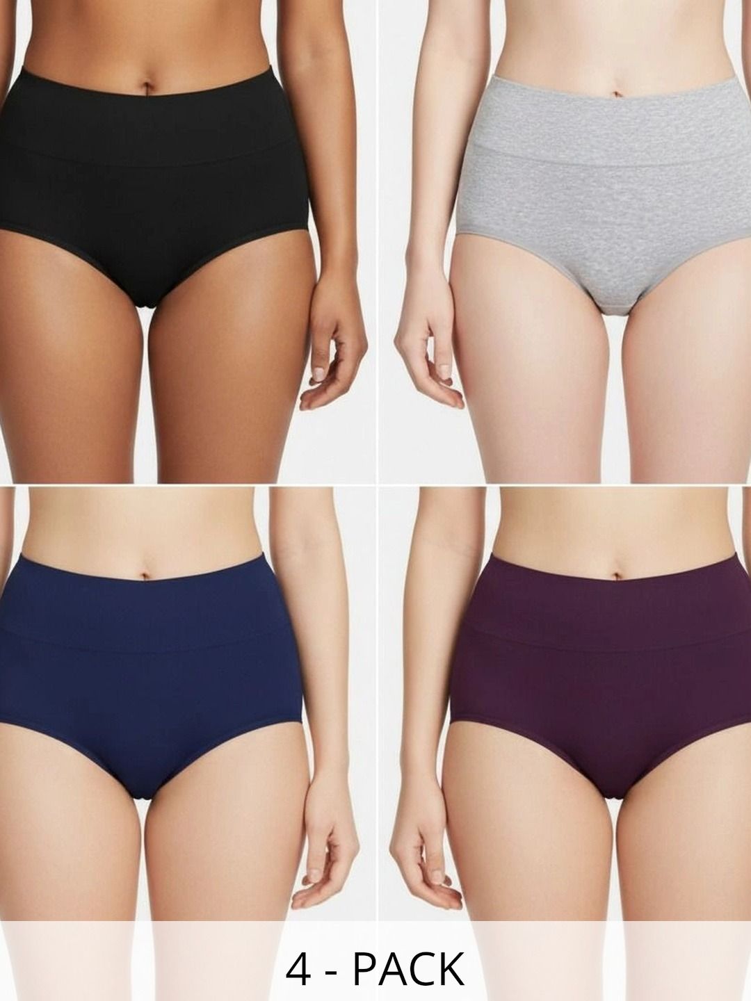 Bebron Women Pack of 4 Assorted Cotton Basic Briefs-picture-29