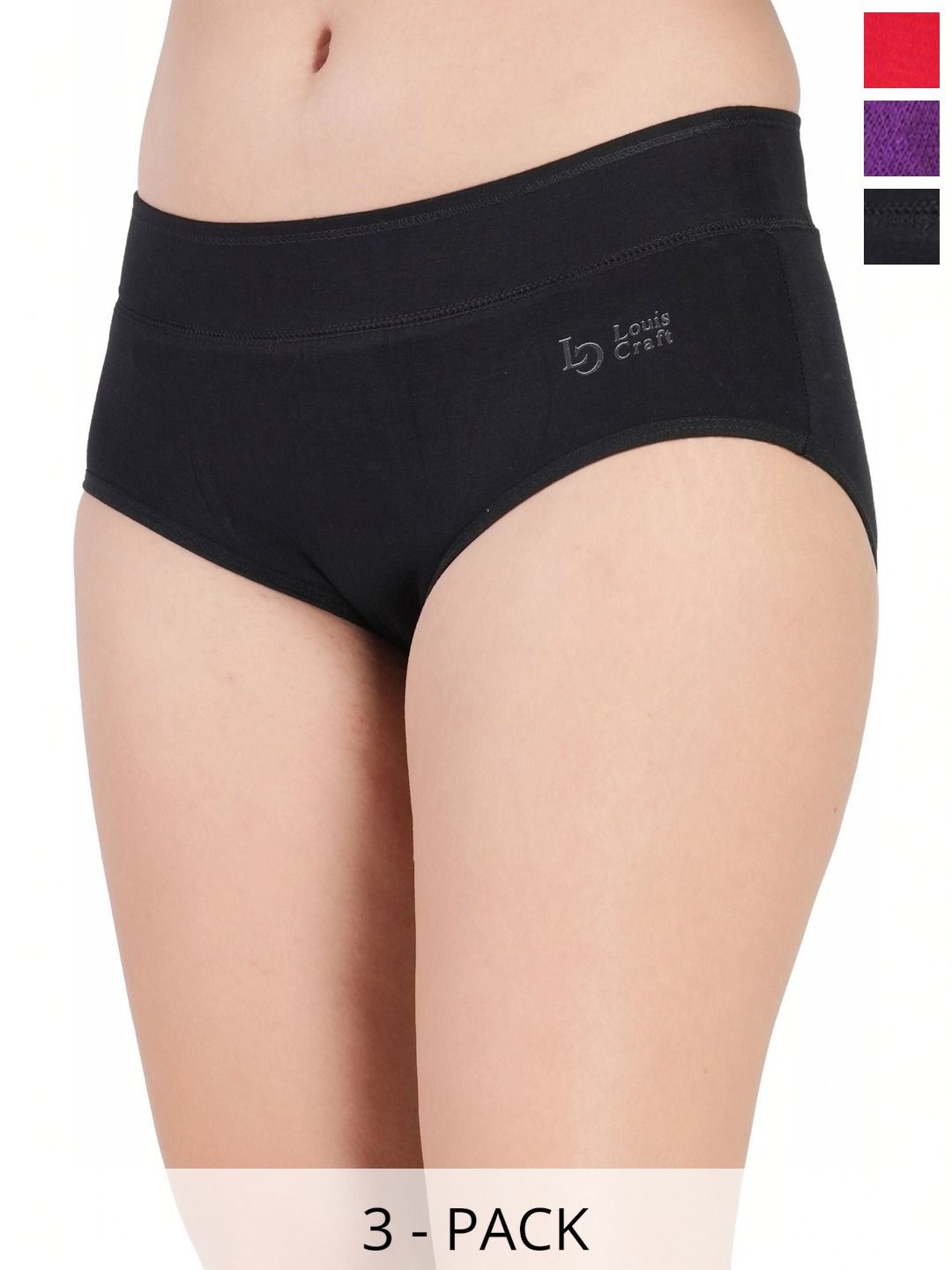 Bebron Women Pack of 3 Assorted Basic Briefs-picture-24