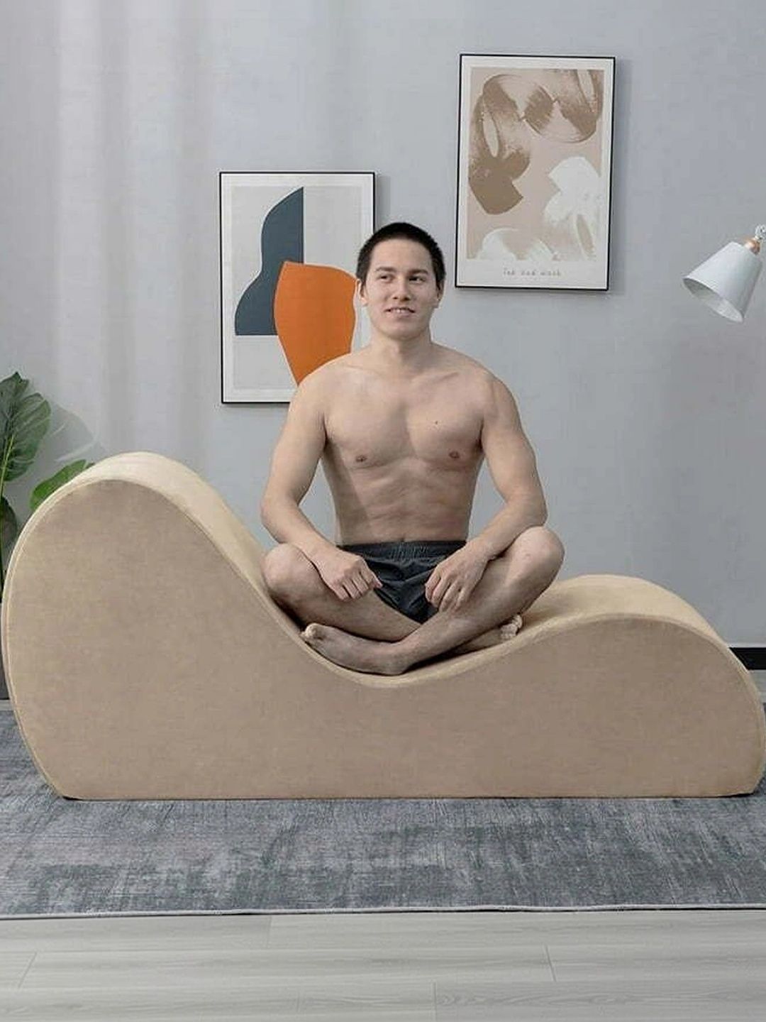 INDIAWOODMART Cream Self Design Lounge Chair-picture-42
