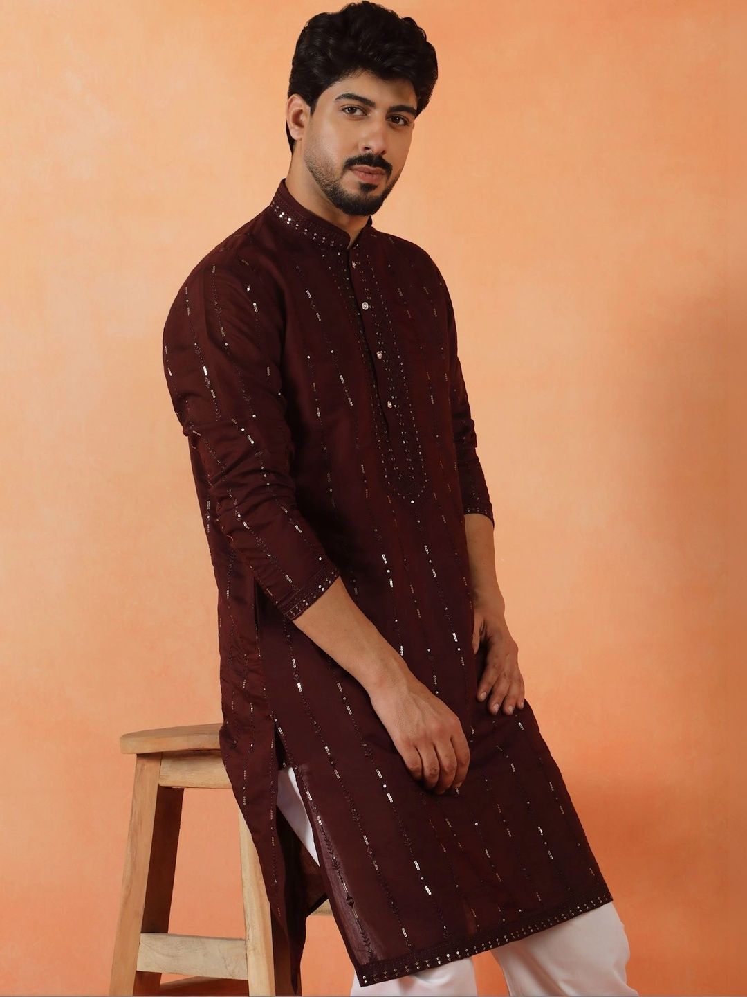 KRAFT INDIA Men Embellished Sequinned Kurta-picture-23
