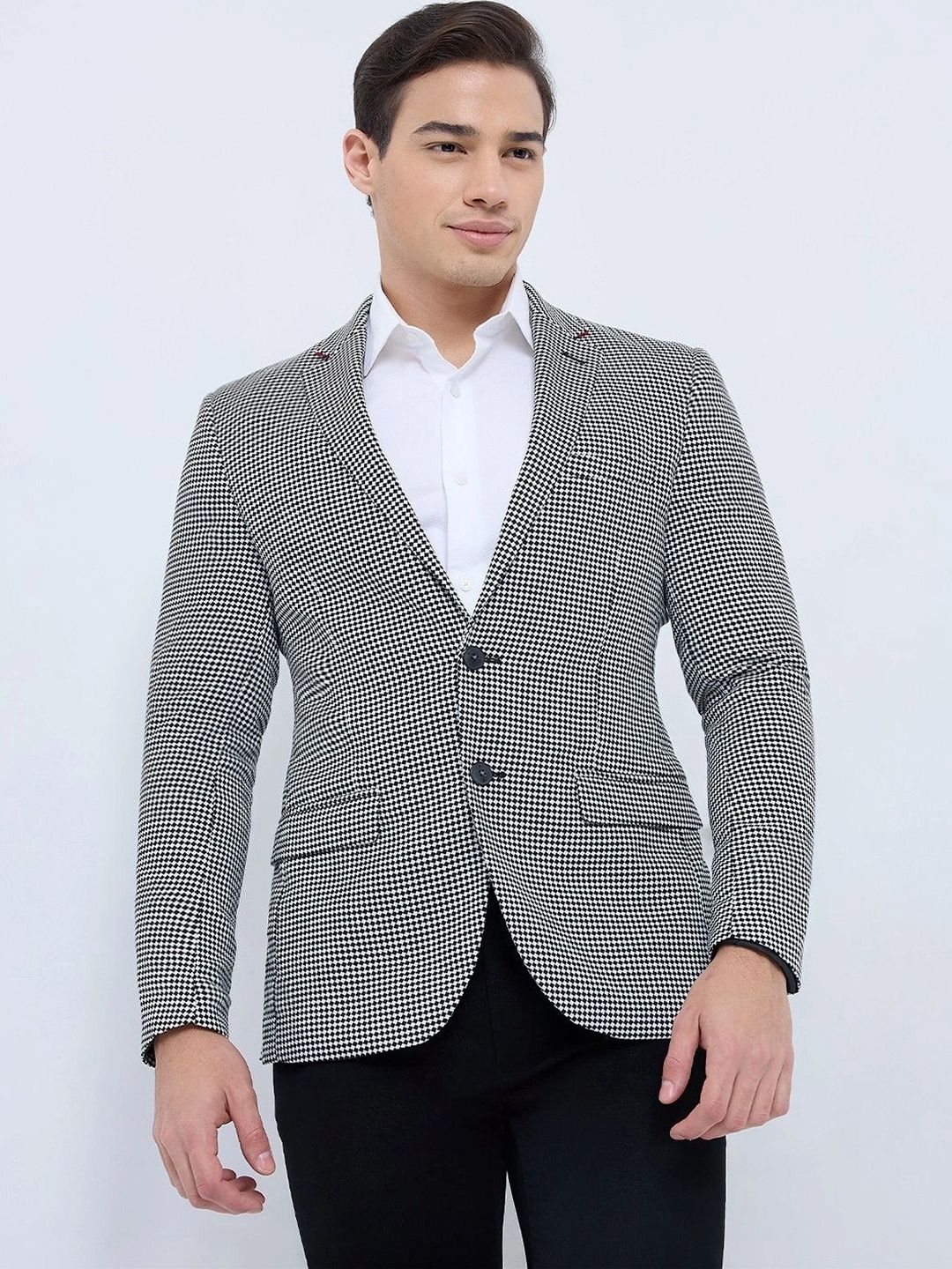 Raymond Checked Notched Lapel Single-Breasted Slim Fit Formal Blazer-picture-32
