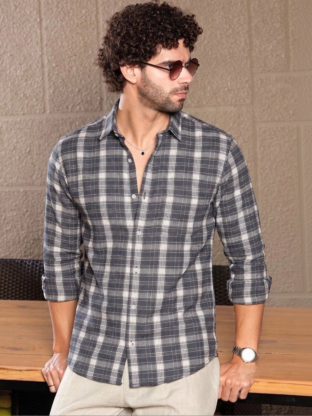 VELKYNOX Men Classic Checked Casual Shirt-picture-12