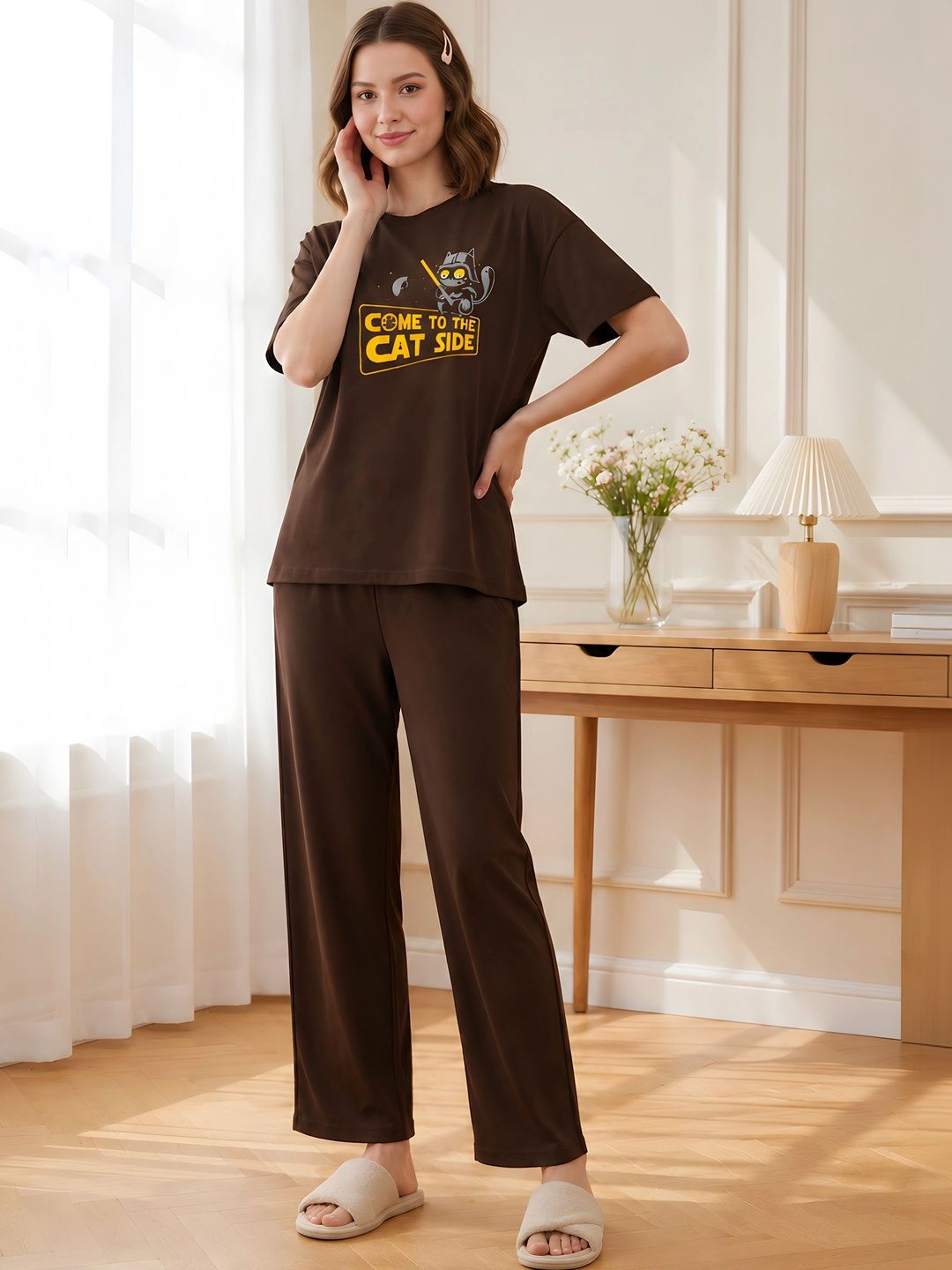 ELVIA Cotton Printed T-shirt with Trousers-picture-25