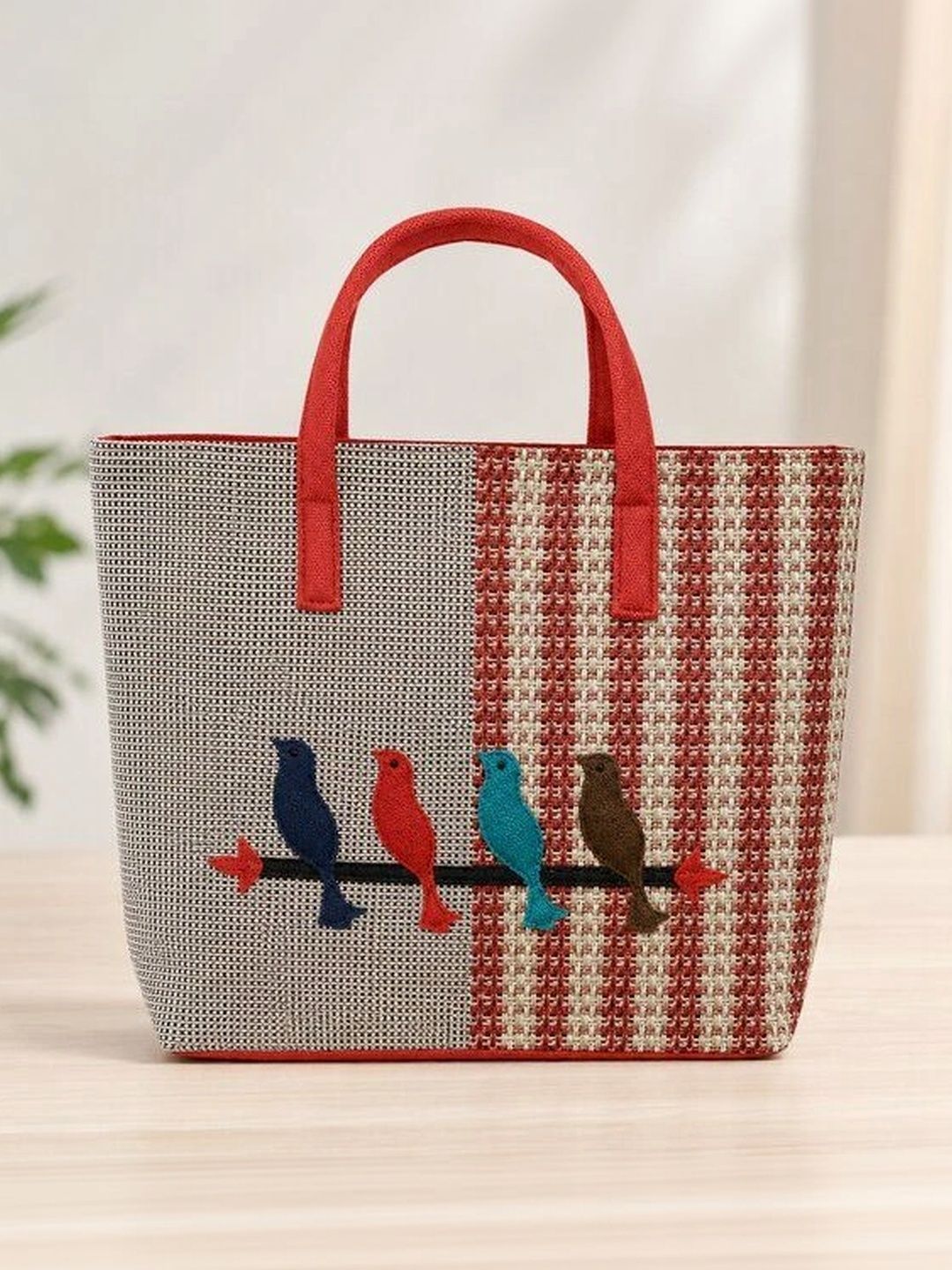 Carry Trip Checked Structured Tote Bag with-picture-9
