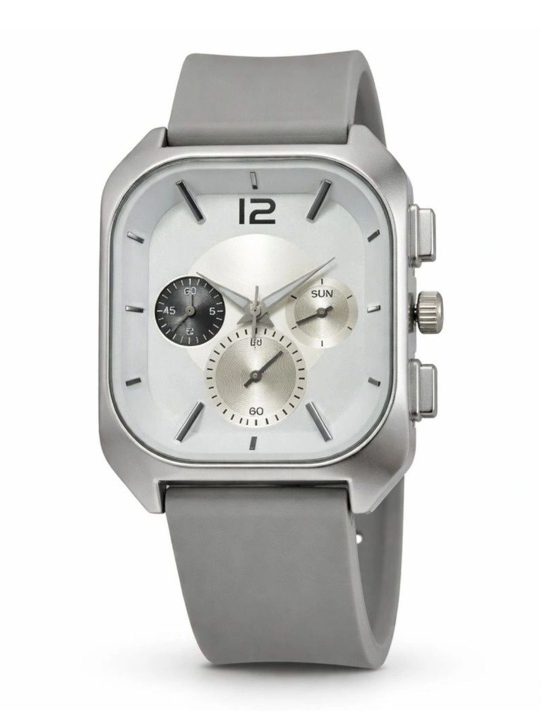 Vondex Men Dial & Straps Analogue Multi Function Watch AUG26_M_FEN10_WHT_SQR_DIAL_GRY_SILICON-image-16