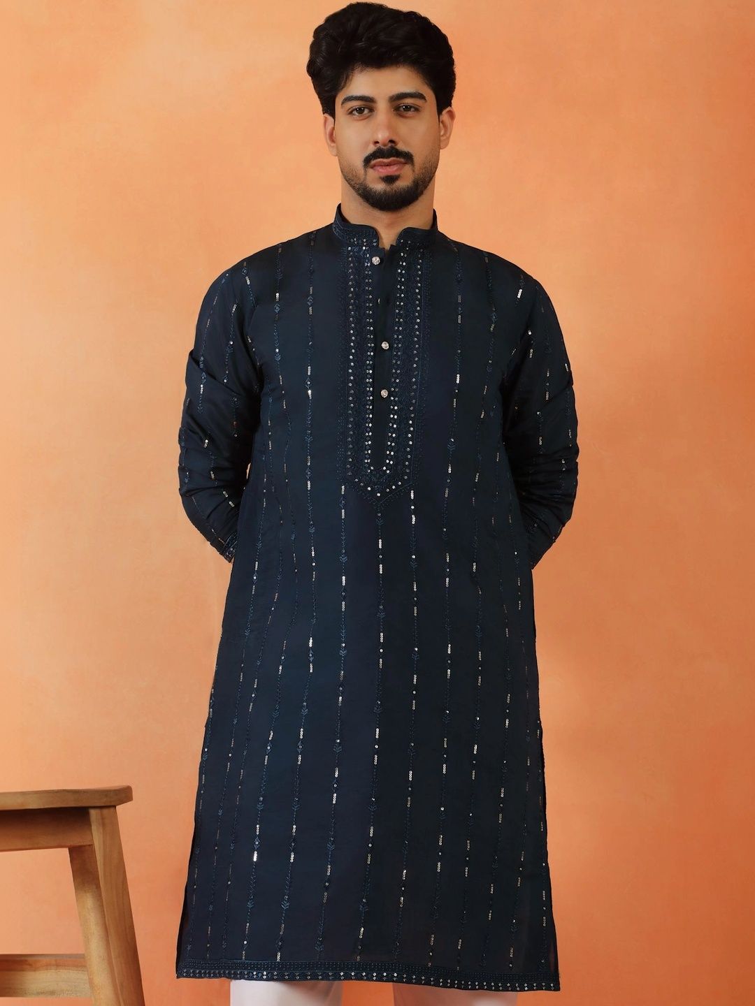 KRAFT INDIA Men Embellished Sequinned Kurta-picture-15