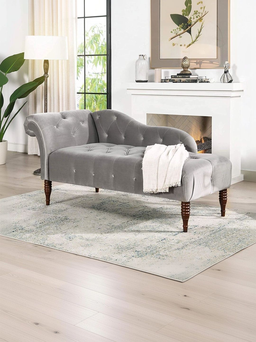 INDIAWOODMART Grey Self Design Sheesham Wood Lounge Chair-picture-17
