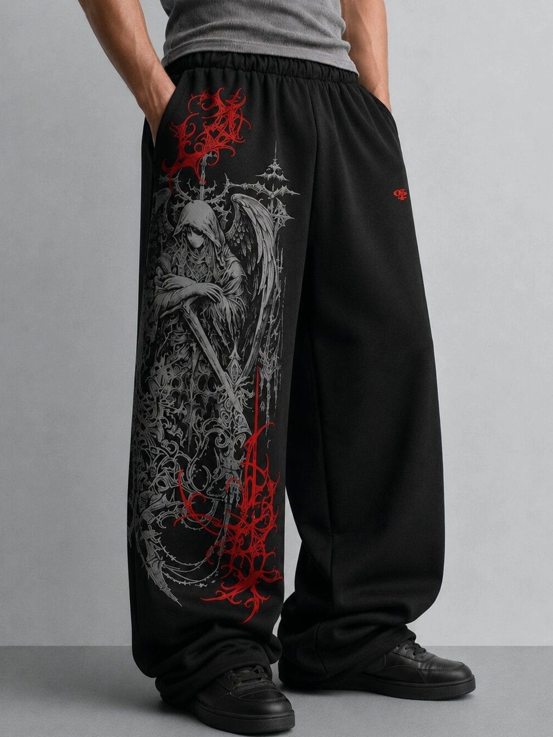 GENRAGE Men Baggy Graphic Print Training Track Pants-picture-24