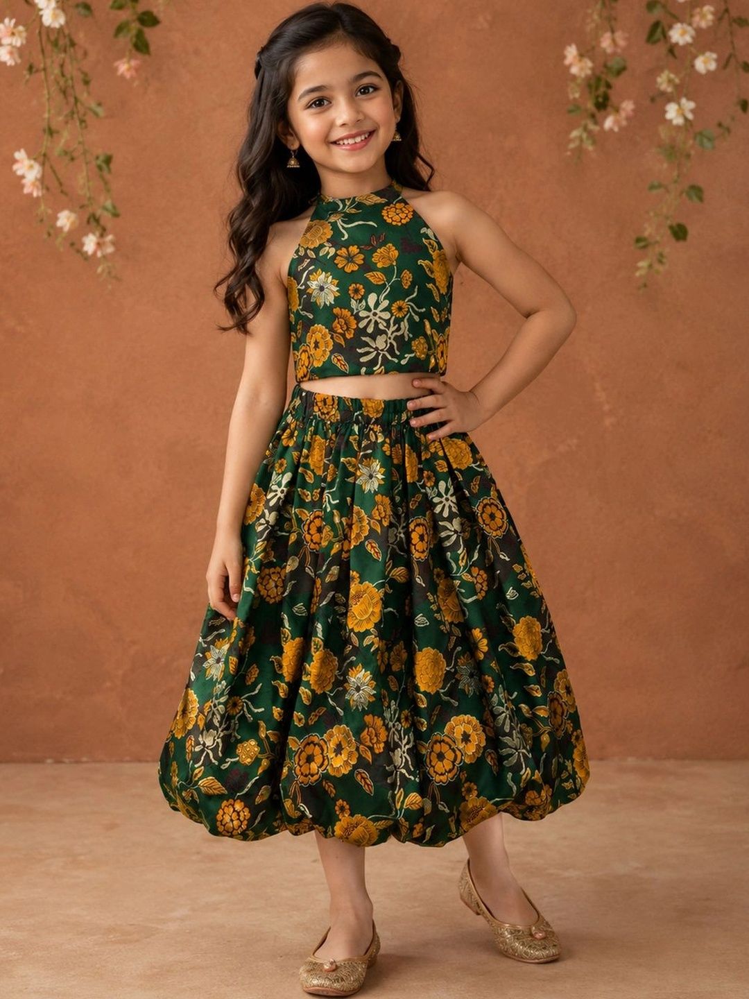 PURVAJA JUNIOR Girls Printed Ready to Wear Lehenga &-picture-27
