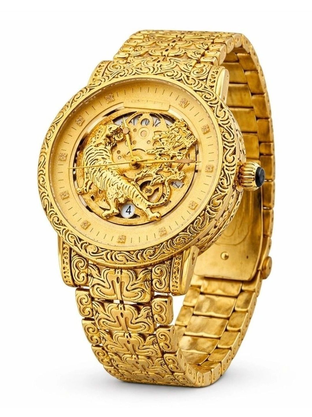 Vondex Men Skeleton Dial & Stainless Steel Bracelet Style Straps Analogue Date Aperture Automatic Watch-image-27
