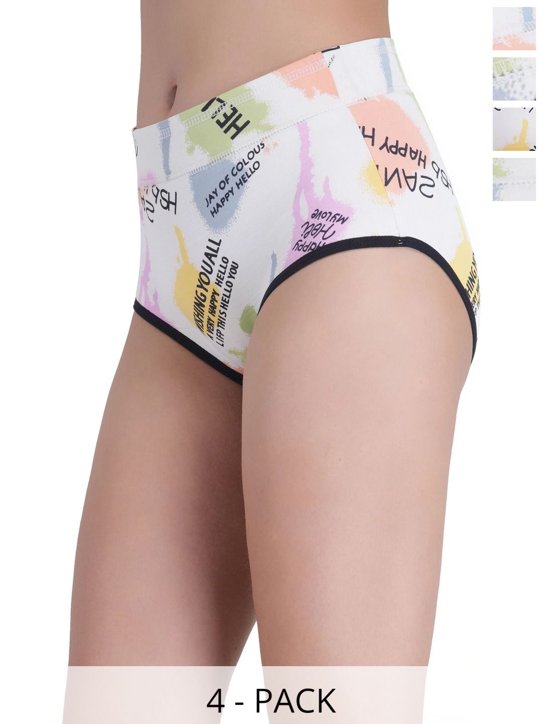 Bebron Women Pack of 4 Printed Assorted Basic Briefs-picture-17