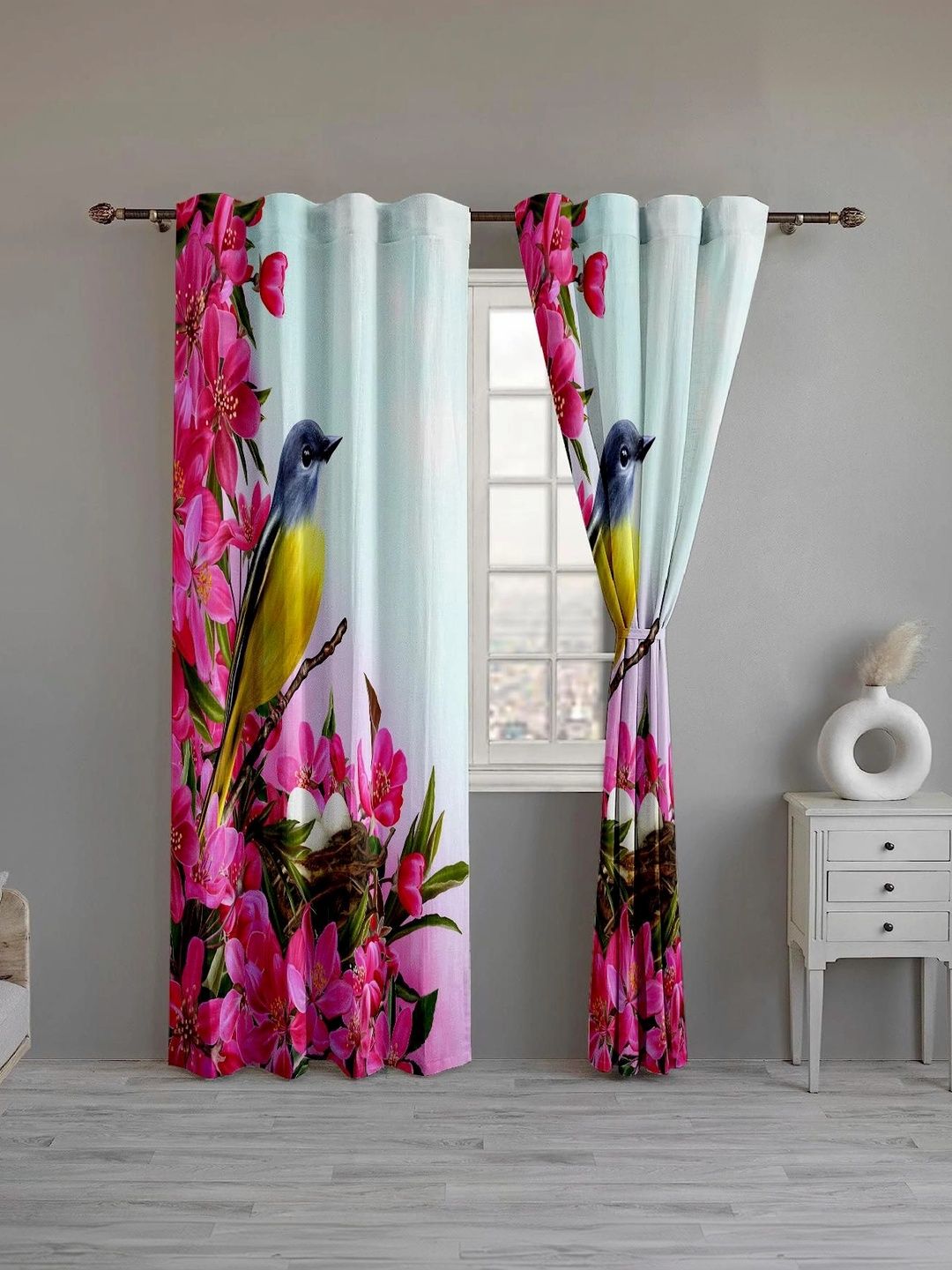 CURTAINRY Pink Floral Door Curtain-image-15