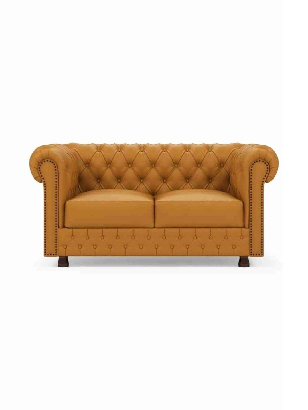 Soul craft Yellow Fabric & Wooden 2-Seater Sofa-image-10