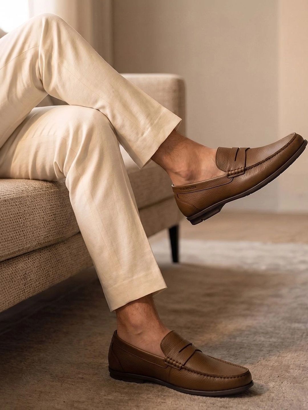 Van Heusen Men Textured Leather Loafers-picture-33