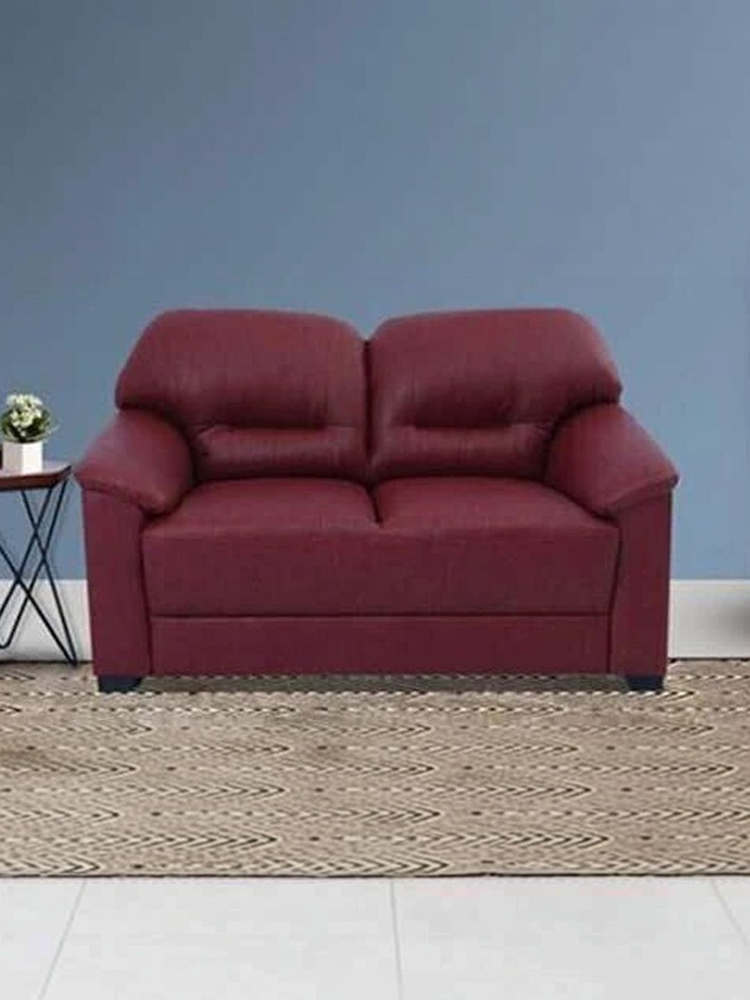 INDIAWOODMART Maroon Self Design Meranti Wood Lounge Chair-image-35