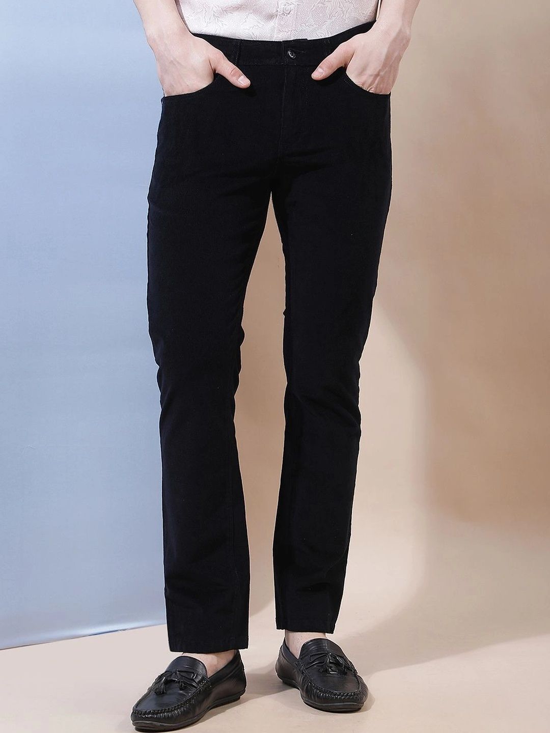 Crimsoune Club Men Slim Fit Corduroy Chinos Trousers-picture-44