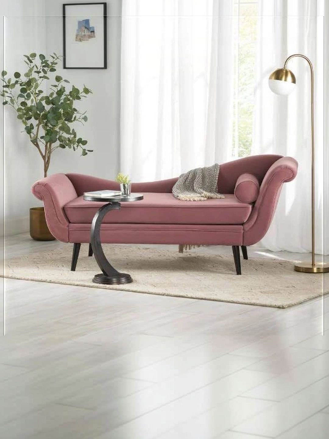 INDIAWOODMART Pink Self Design Sheesham Wood Lounge Chair-image-37