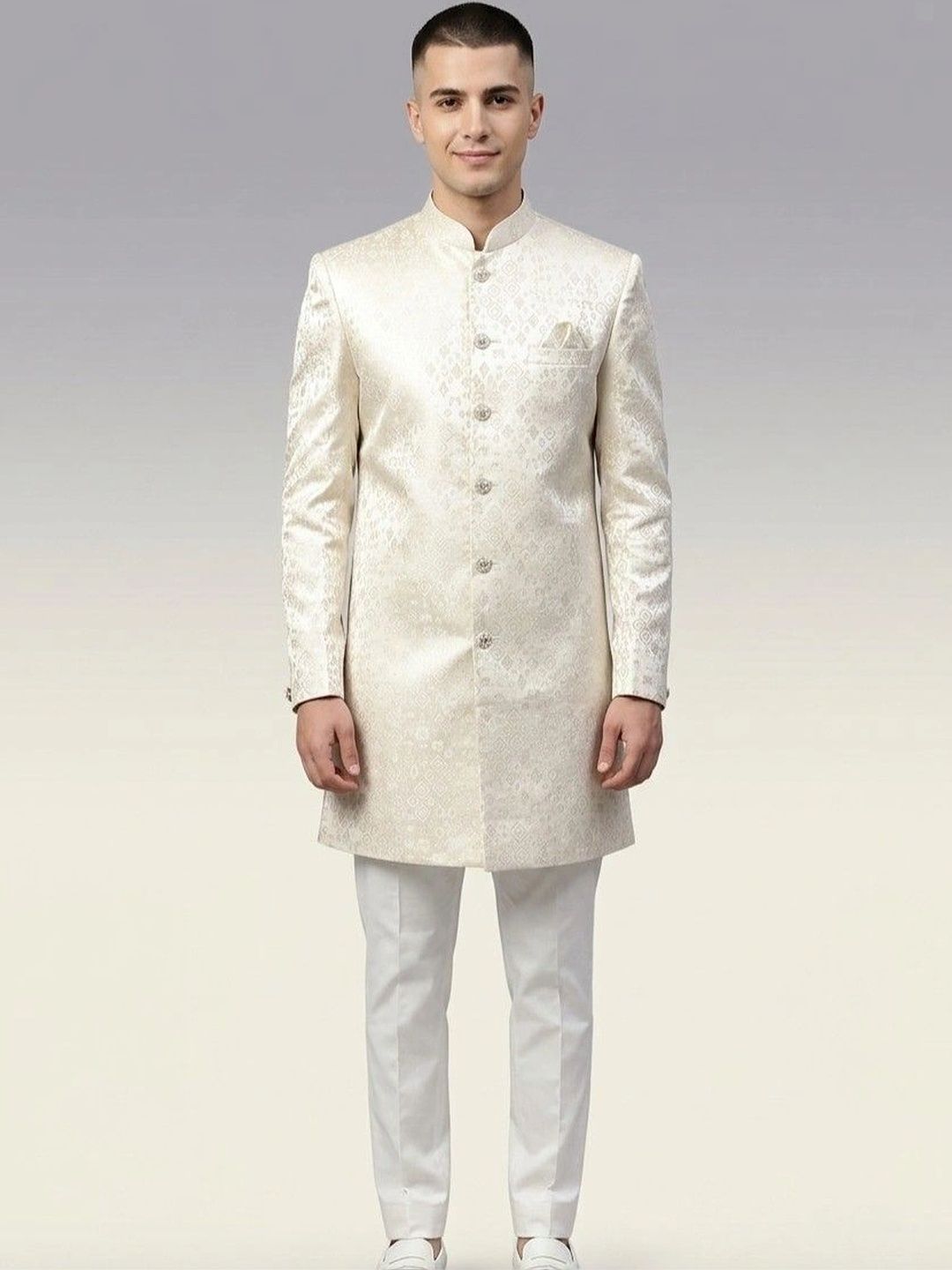 Rajkuwar Embroidered Indo Western Sherwani Set-picture-44