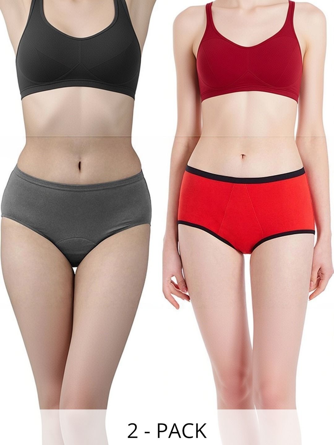 Bebron Women Pack of 2 Assorted Cotton Period Briefs-picture-31