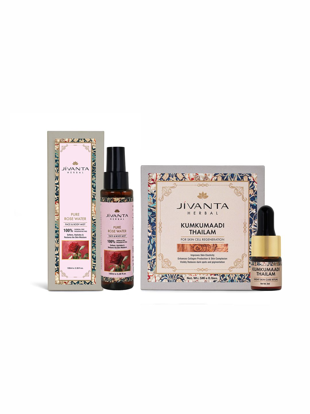 Jivanta Herbal Pack Of 2 Pure Rose Water 100ml & Kumkumadi Thailam - 5ml-picture-17