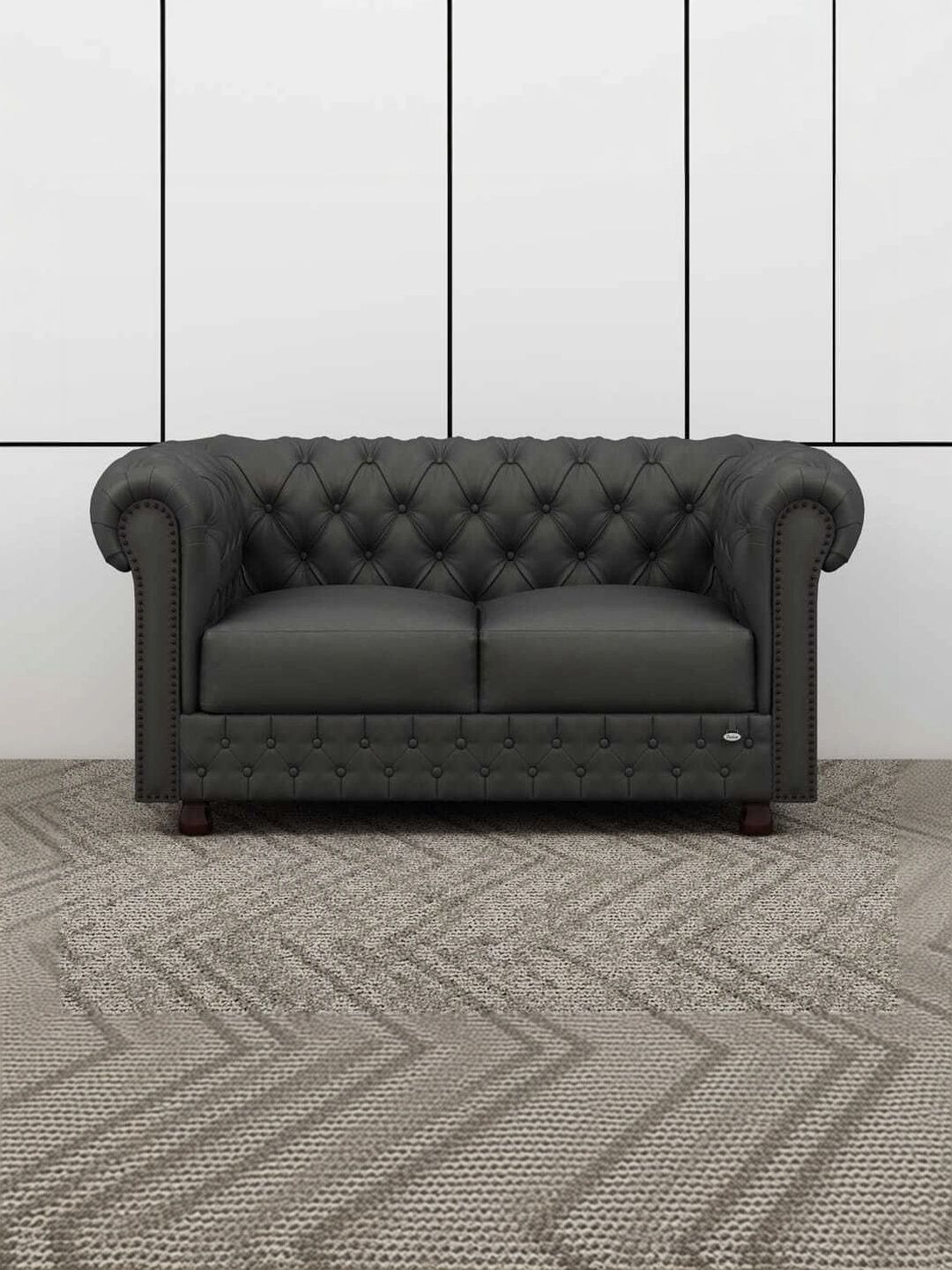 INDIAWOODMART Grey Wooden 2 Seater Sofa-image-19