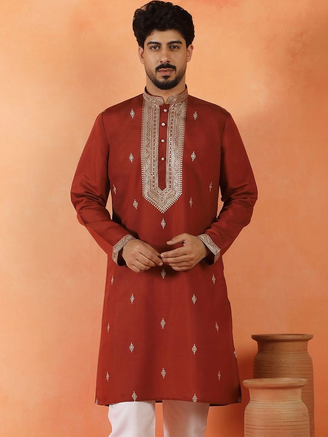 KRAFT INDIA Men Embellished Thread Work Kurta-picture-16