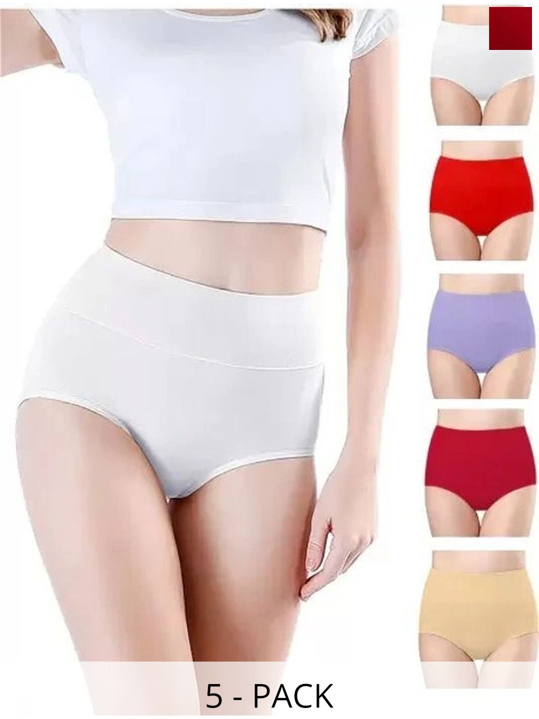 Bebron Women Pack of 5 Assorted Basic Briefs-picture-35