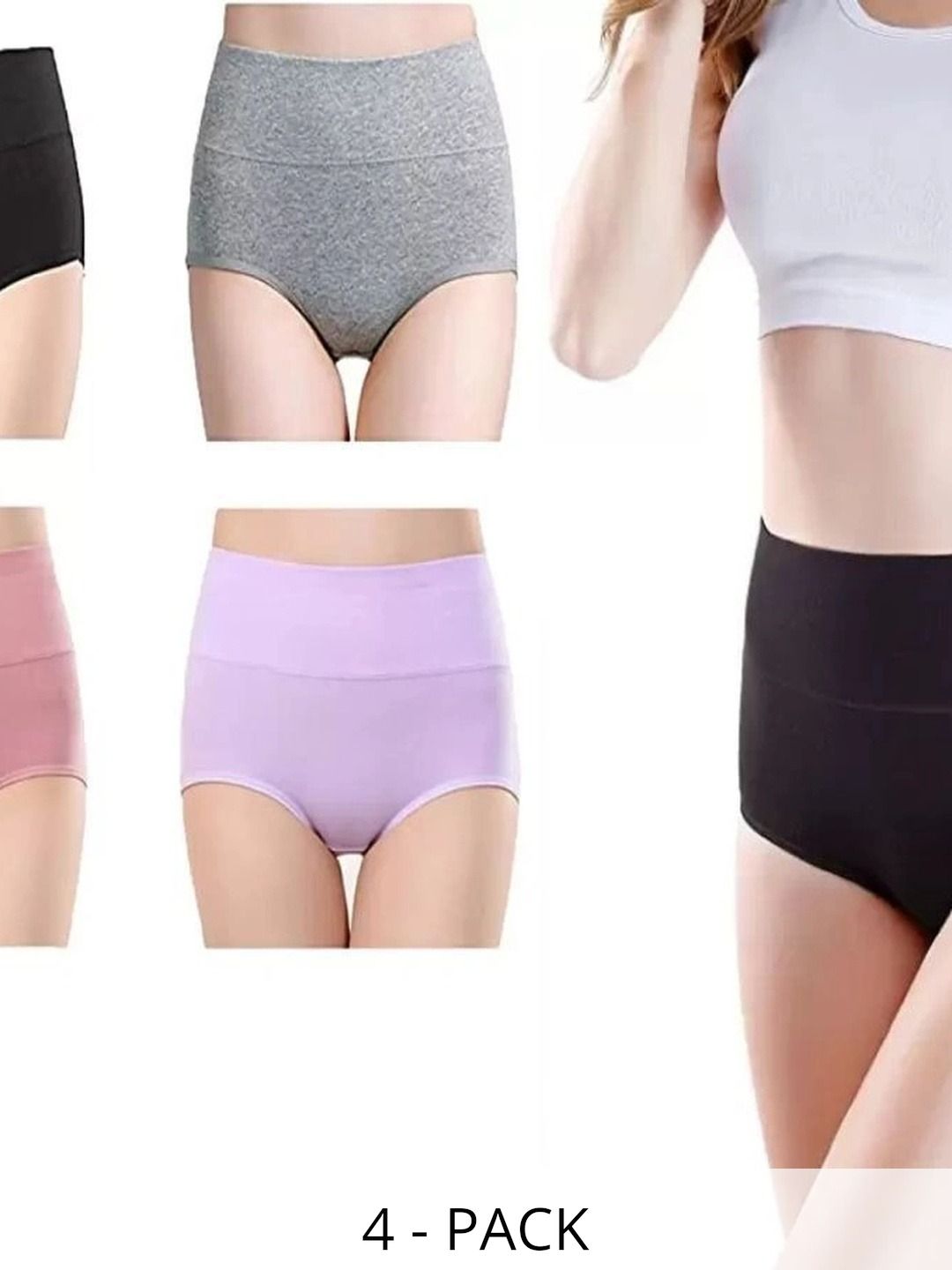 Bebron Women Pack of 4 Assorted Cotton Basic Briefs-picture-55