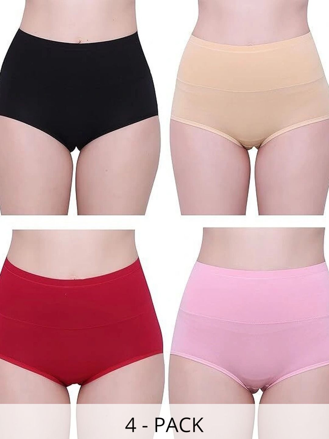 Bebron Women Pack of 4 Assorted Cotton Basic Briefs-picture-58