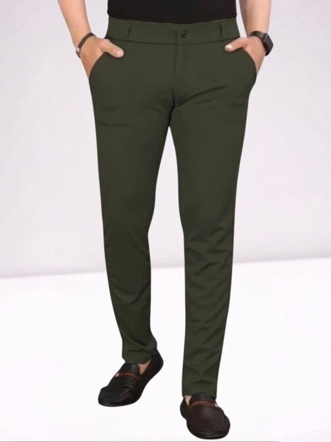 Nitya TrackP Men Smart Slim Fit Easy Wash Chinos Trousers-picture-23