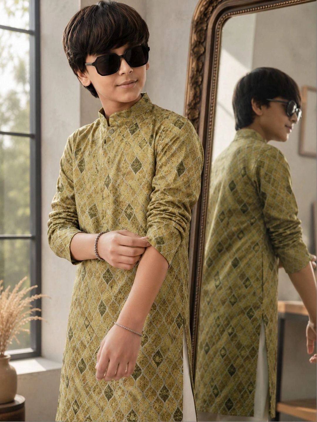 Sweety Rani Boys Printed Regular Sequinned Kurta with Trousers-picture-46