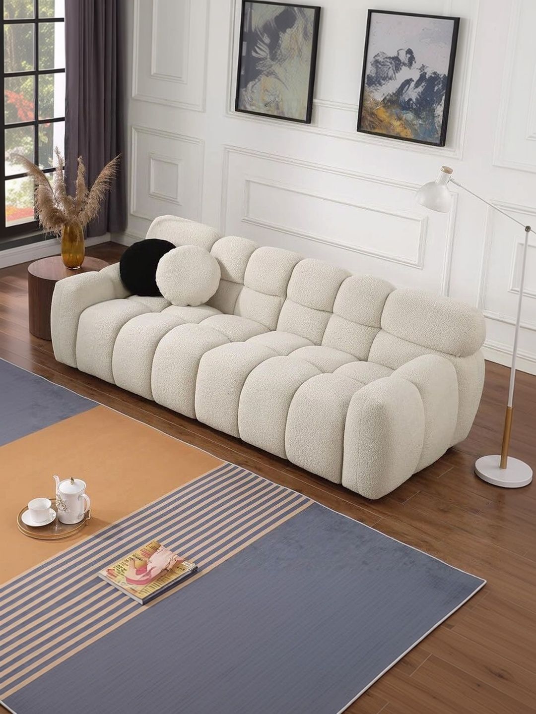 INDIAWOODMART Beige 3 Seater Sofa-picture-18