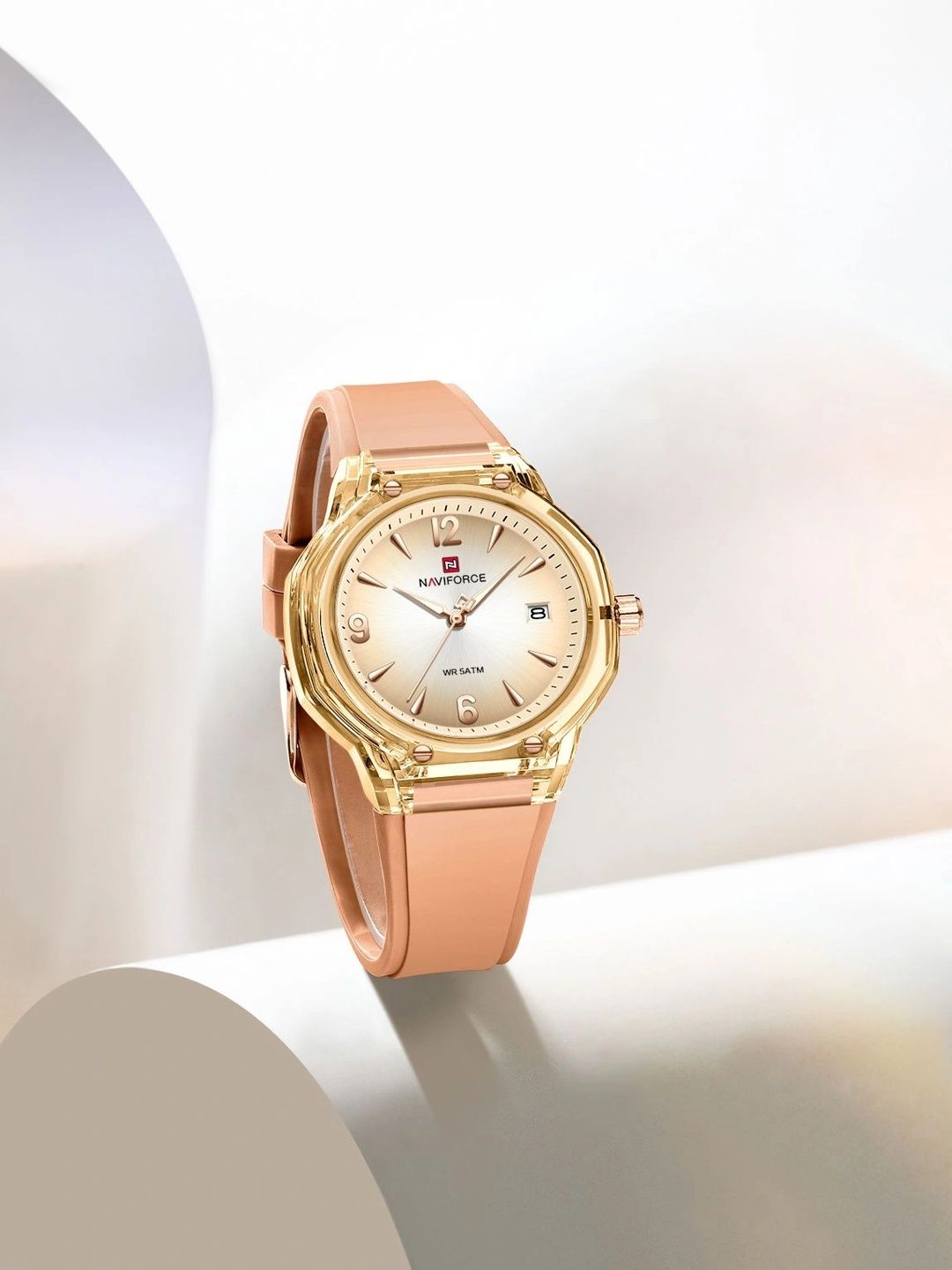 Naviforce Women Dial & Straps Analogue Date Aperture Watch NF6110 RG-AT-image-20
