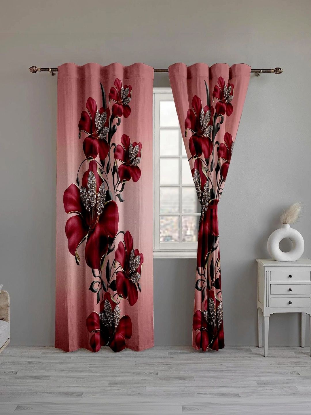 CURTAINRY Pink Floral Window Curtain-image-49