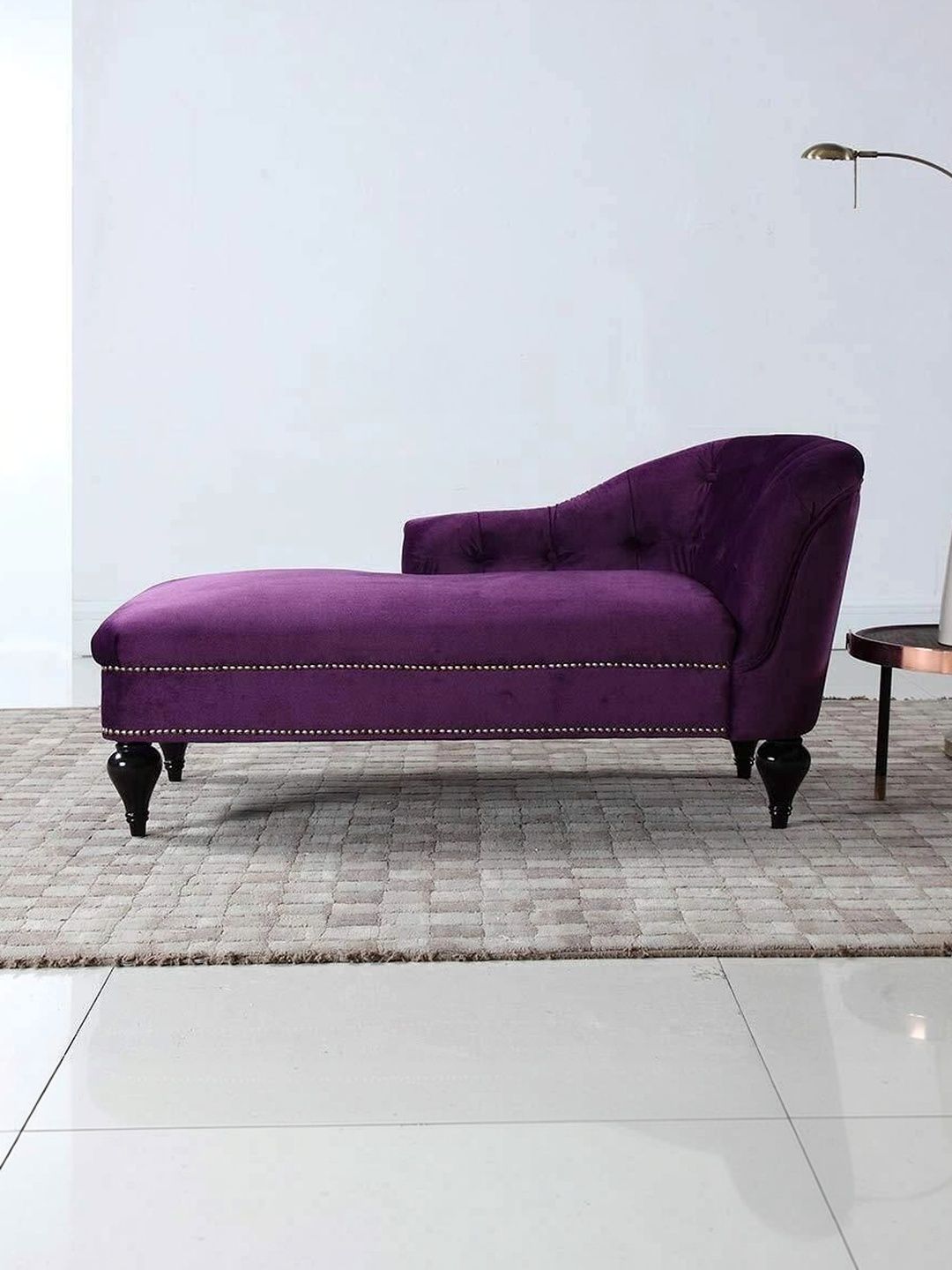 INDIAWOODMART Silver & Purple Chesterfield Chaise Lounge Couch Button Tuffted-picture-36