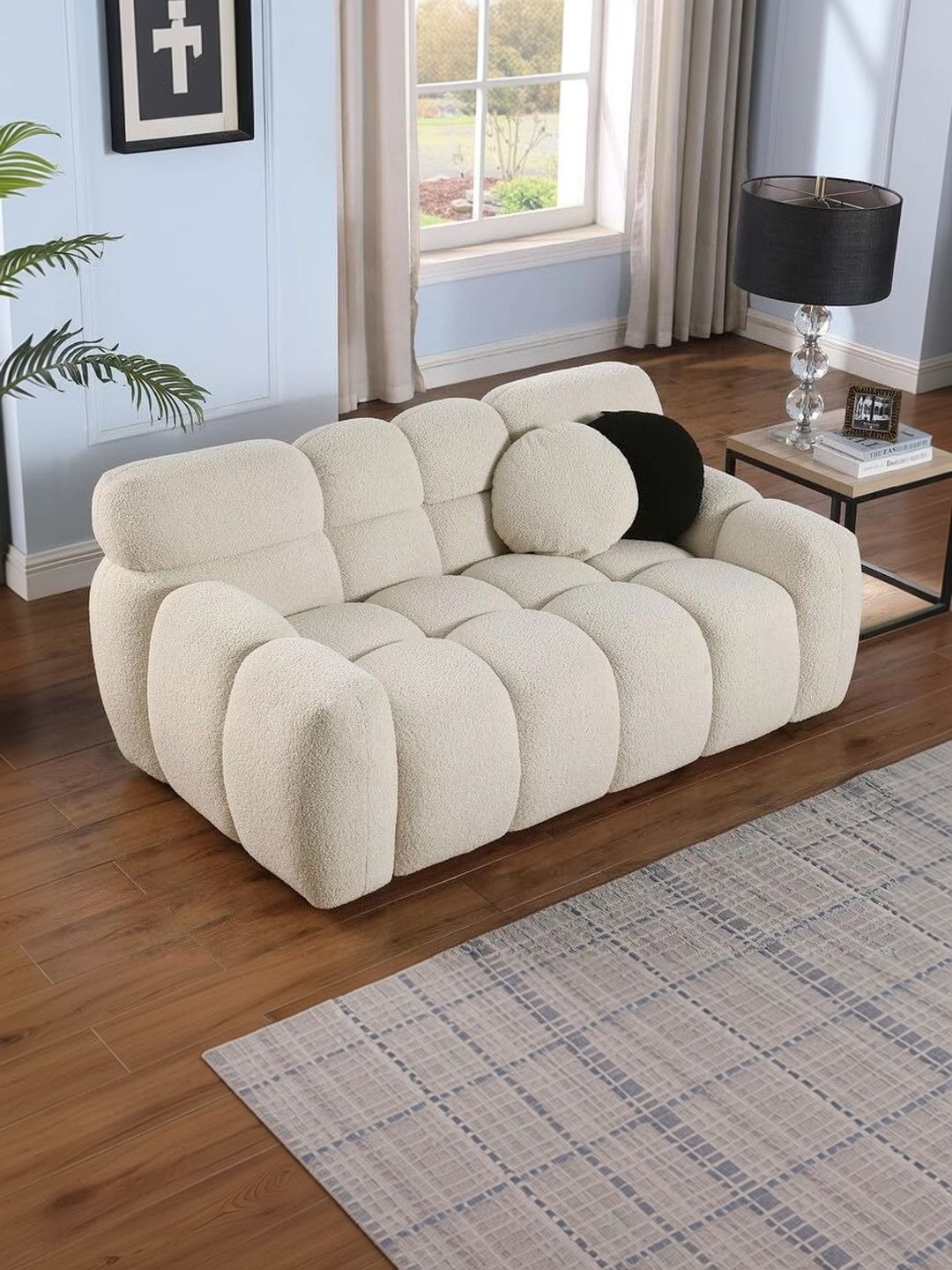 INDIAWOODMART Beige 2 Seater Sofa-picture-35