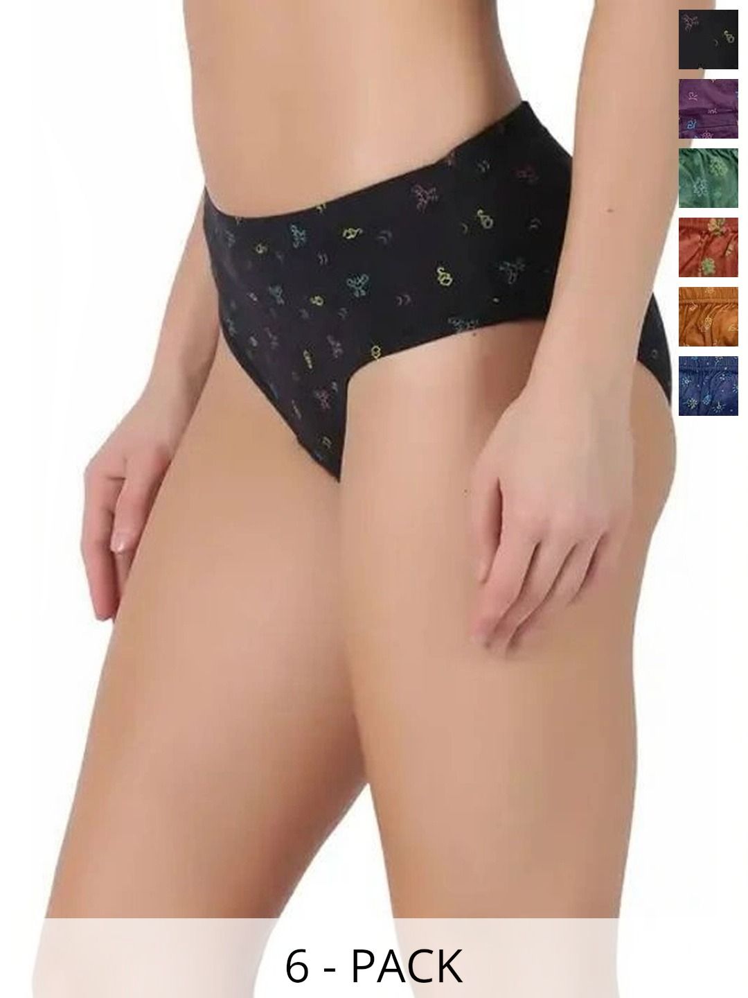 Bebron Women Pack of 6 Printed Assorted Cotton Basic Briefs-picture-40