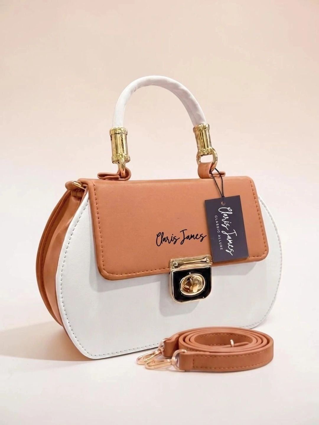CLARIS JAMES Colourblocked PU Structured Handheld Bag-image-49