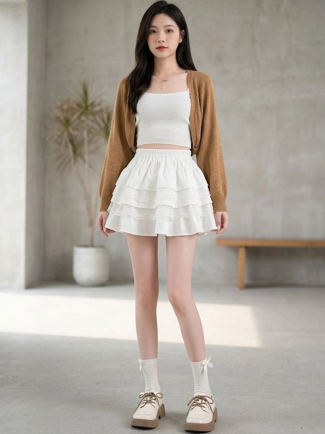 Suo Women Tiered Mini Flared Skirt-picture-14