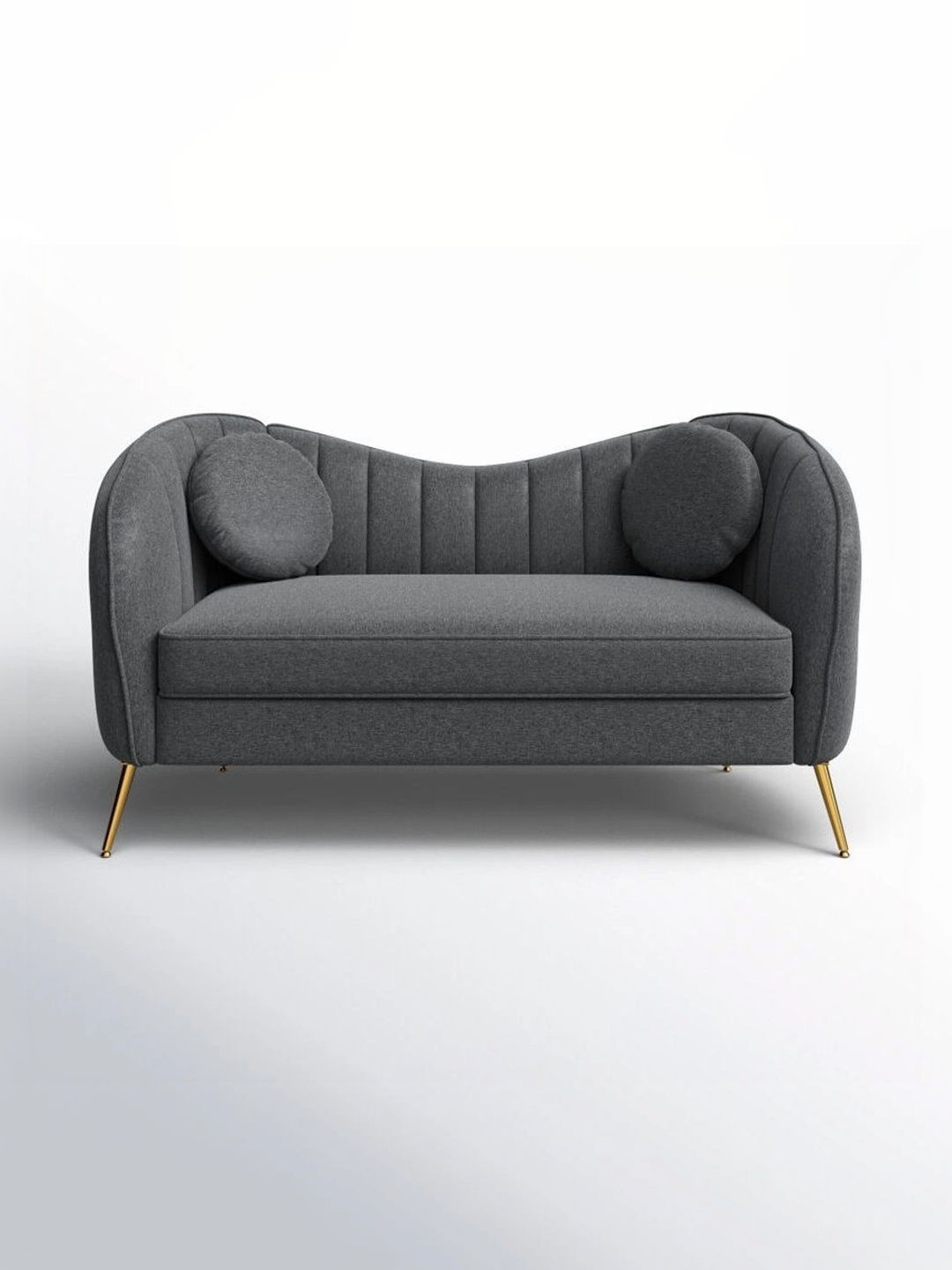 INDIAWOODMART Grey Curved Design 2 Seater Sofa-image-43
