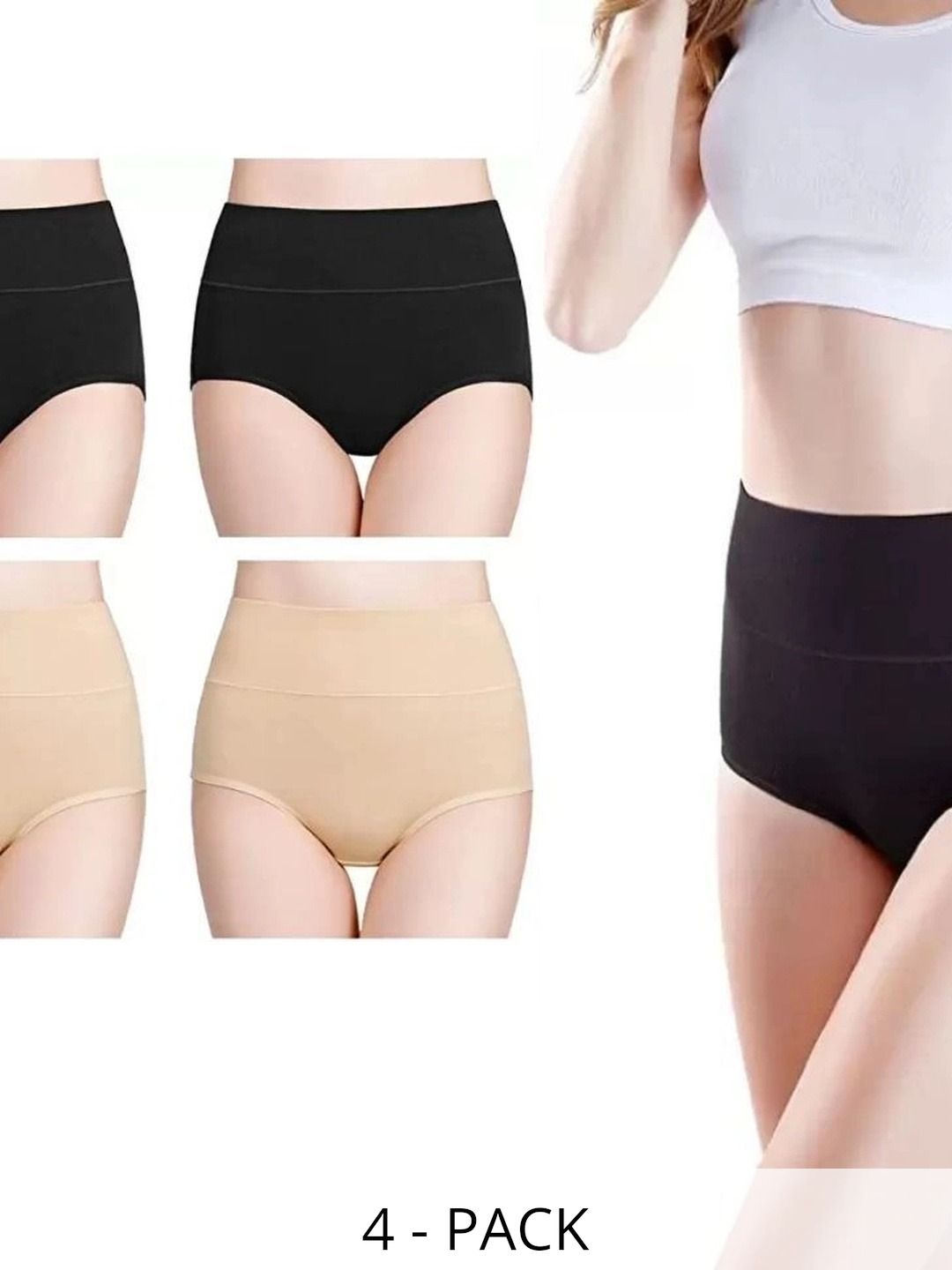 Bebron Women Pack of 4 Assorted Cotton Basic Briefs-picture-23