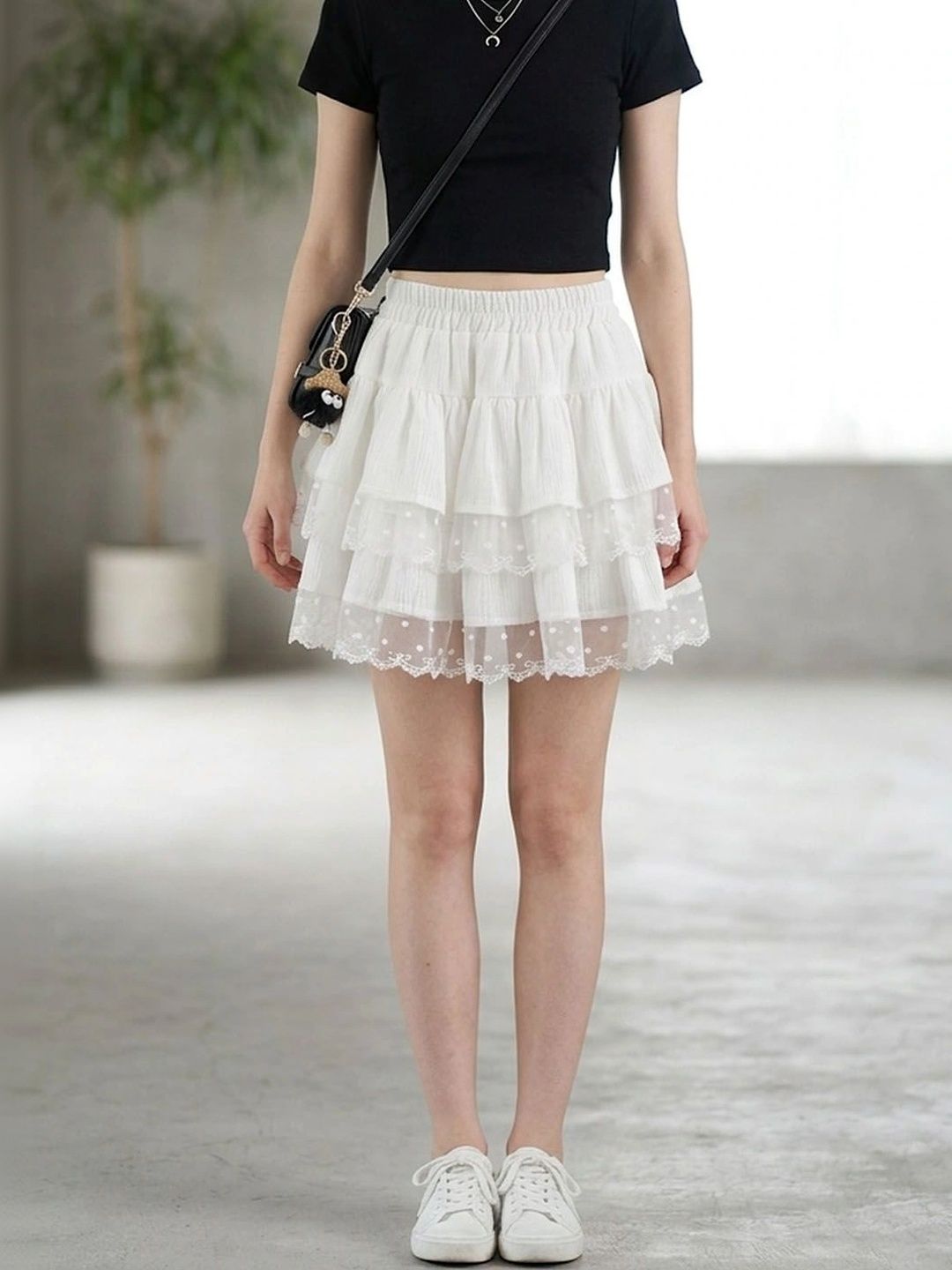 Suo Women Frills Bows and Ruffles Mini Flared Skirt-picture-15