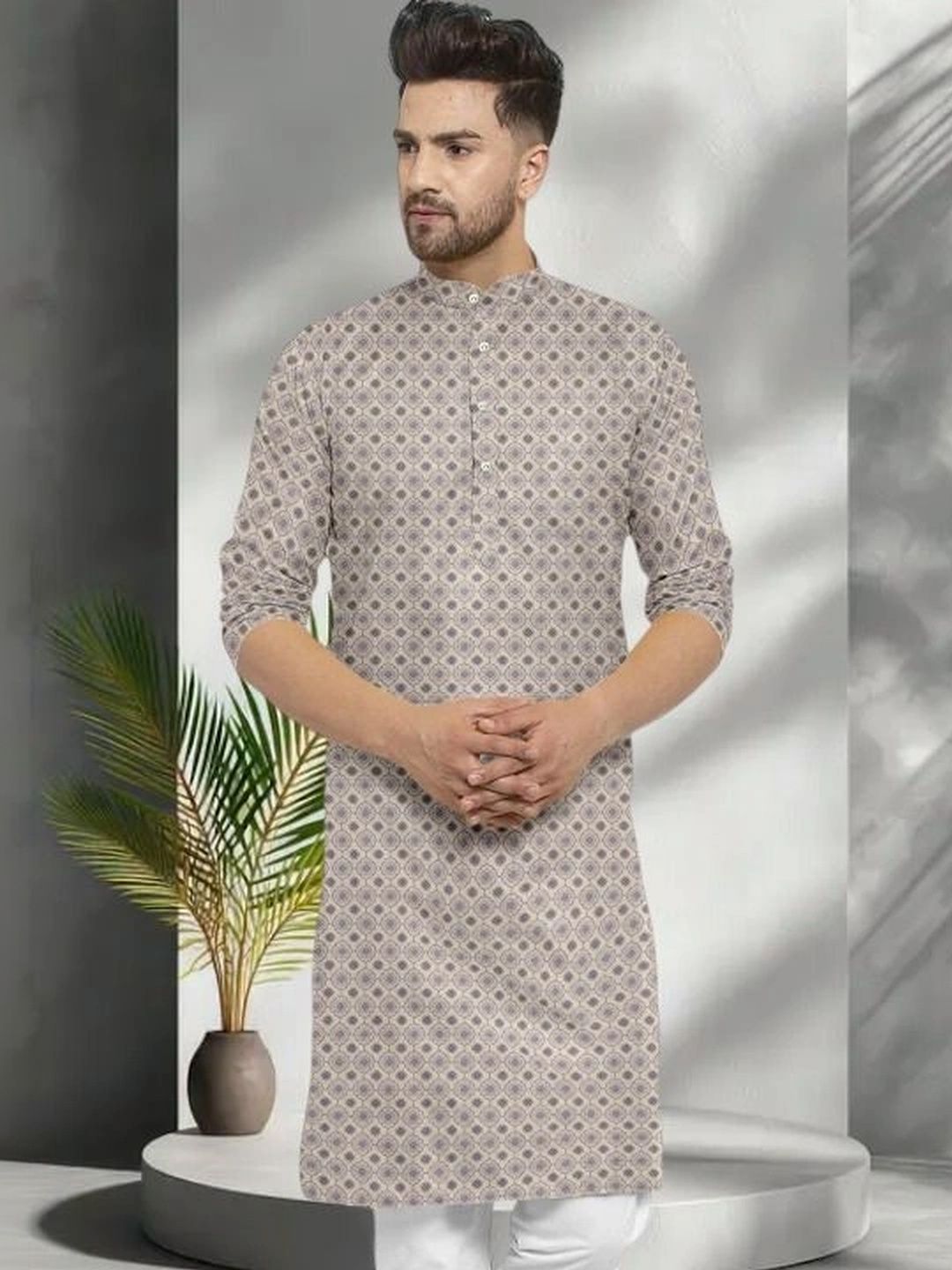 Shiv Leela Men Geometric Printed Kurta-image-46